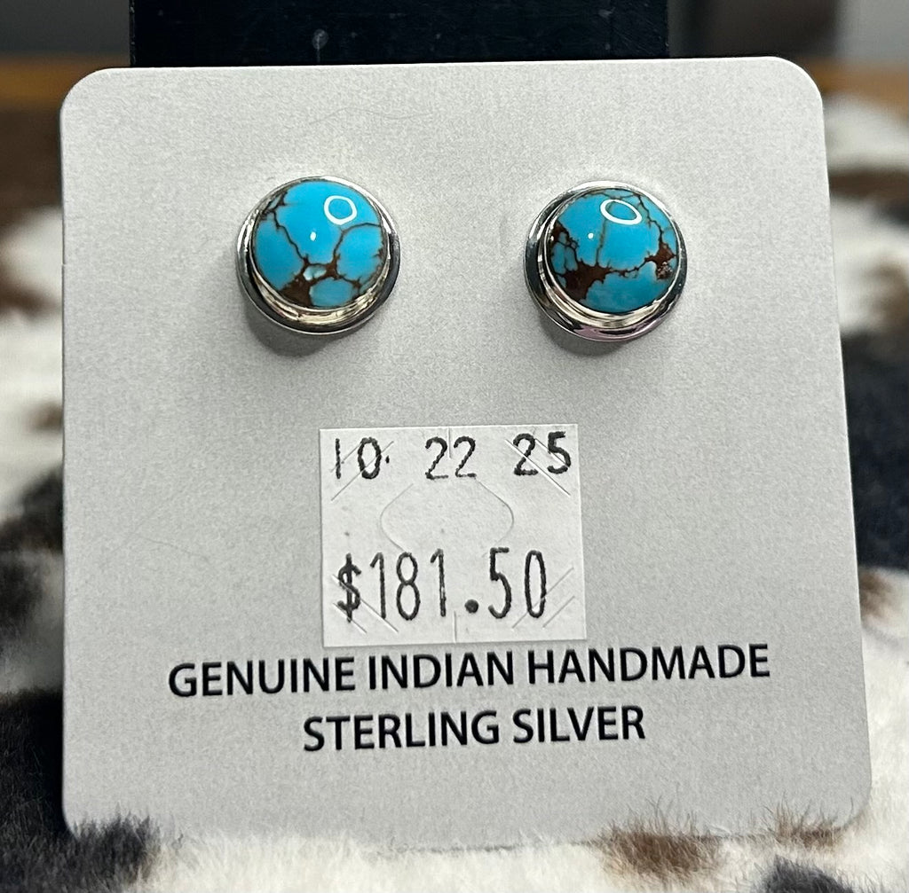 Native Made Egyptian Turquoise Stud Earrings Stamped Martinez