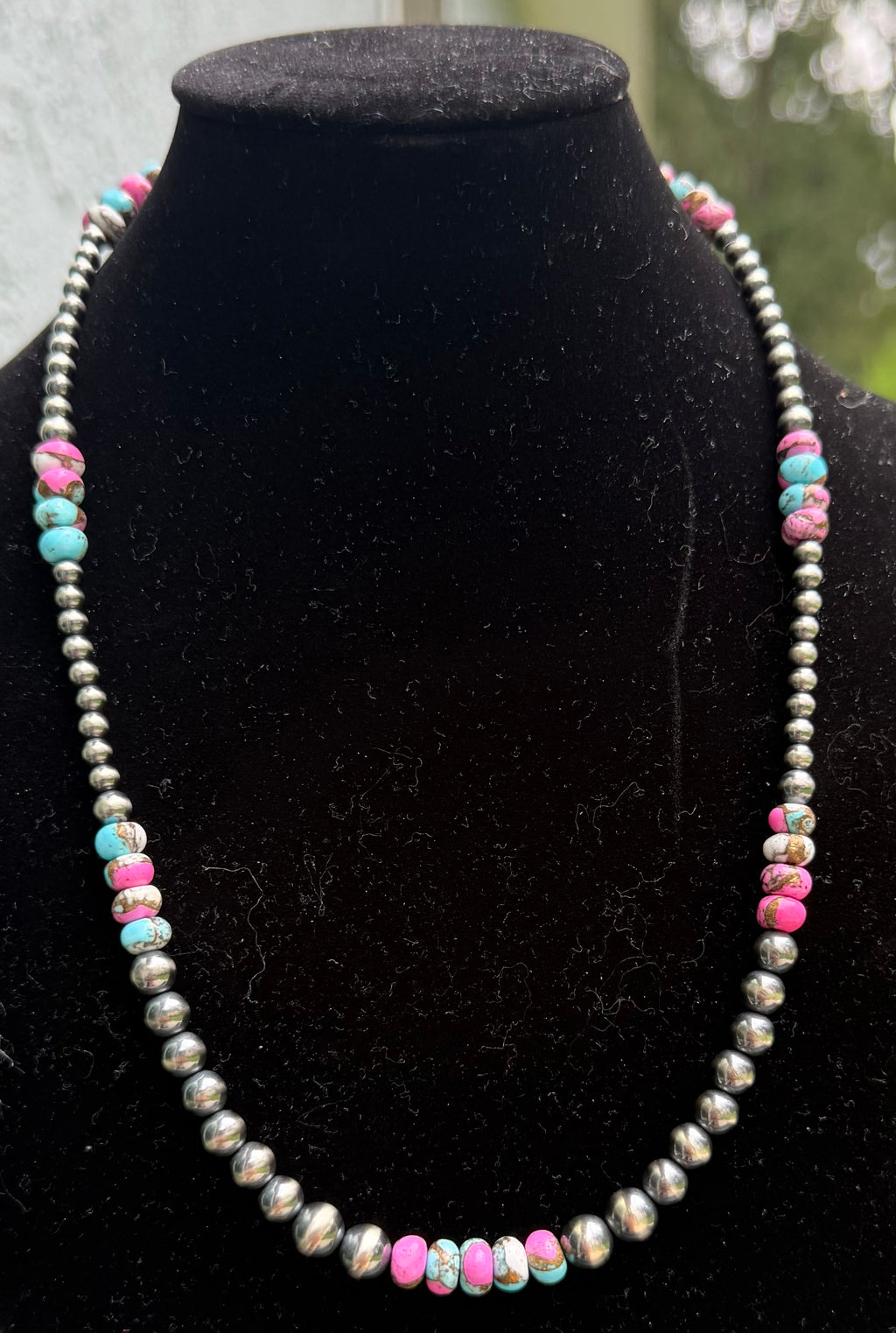 Cotton Candy Turquoise Machine Made Pearl Necklace