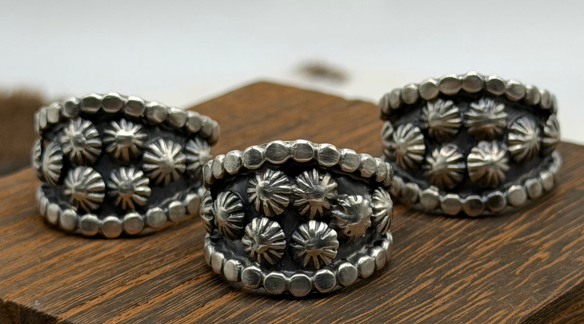 Navajo Handmade Silver Cigar Band Rings by Genevieve Francisco