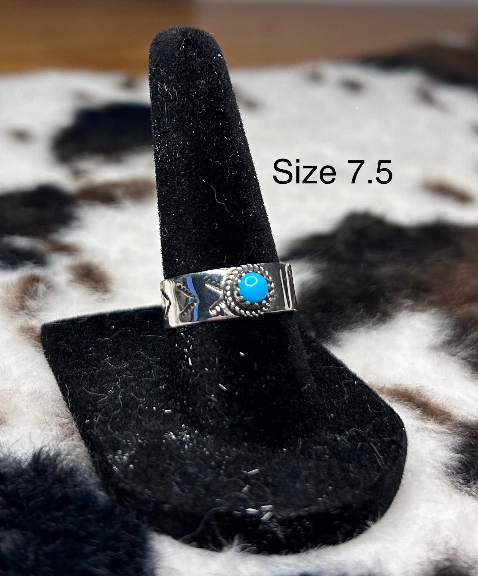 Navajo Handmade Turquoise Band Ring by Alice Johnson