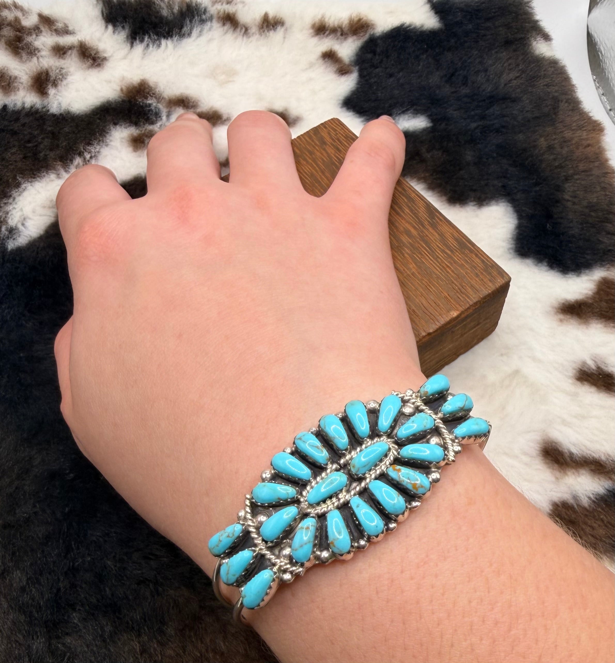 Navajo Handmade Turquoise Cuff Bracelet by Rose Williams