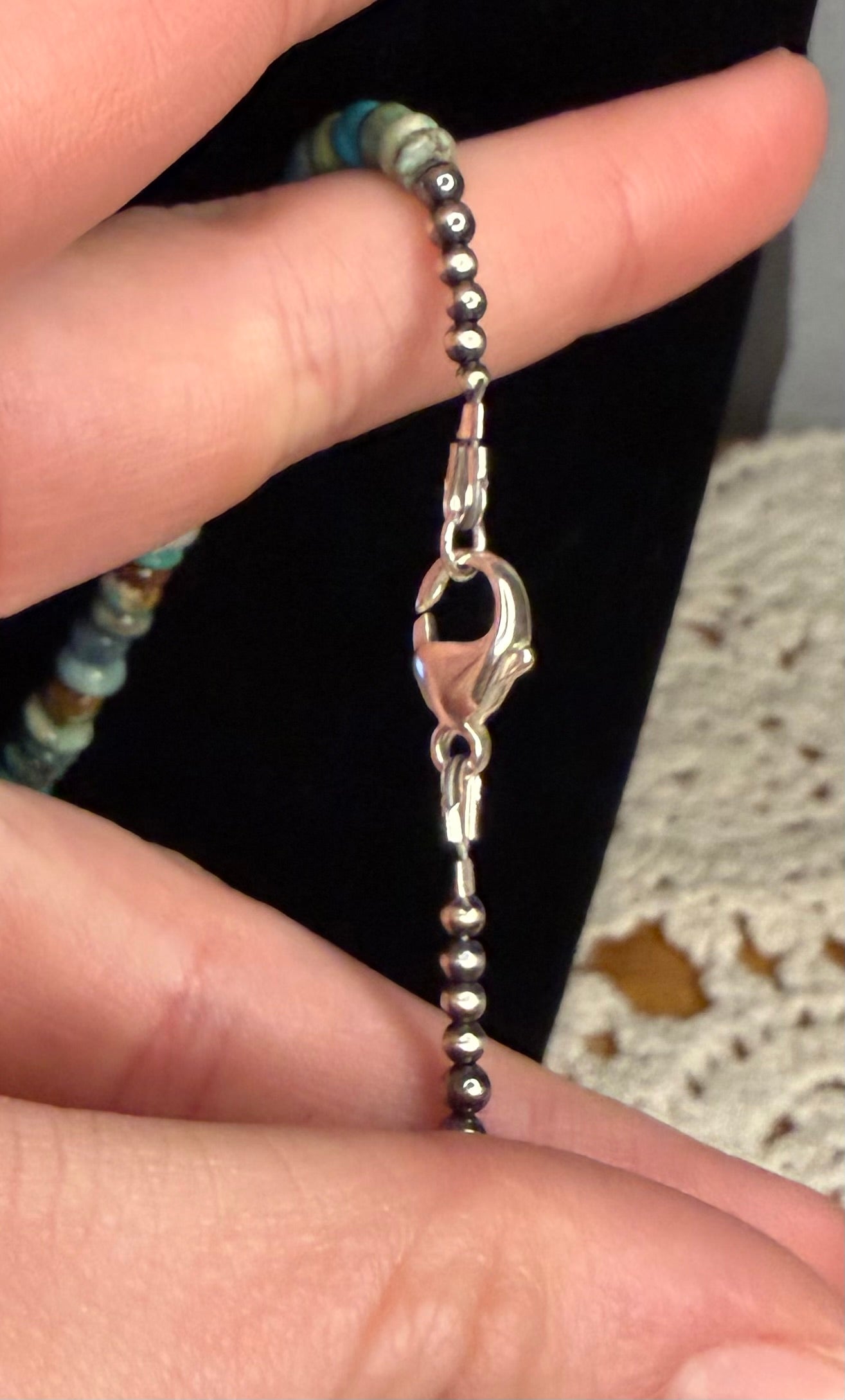 Machine Made Pearl, Turquoise, and Pearl Lariat Necklace