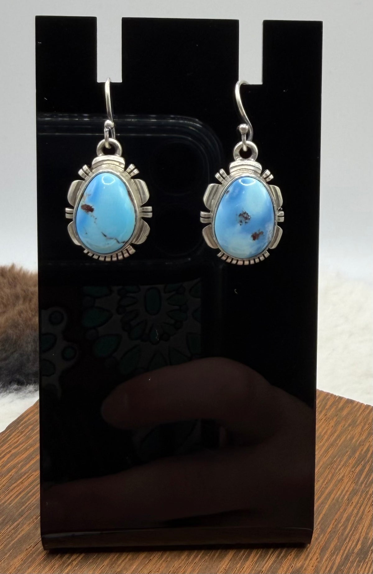 Navajo Handmade Golden Hills Lariat and Earring set by Larry M Yazzie