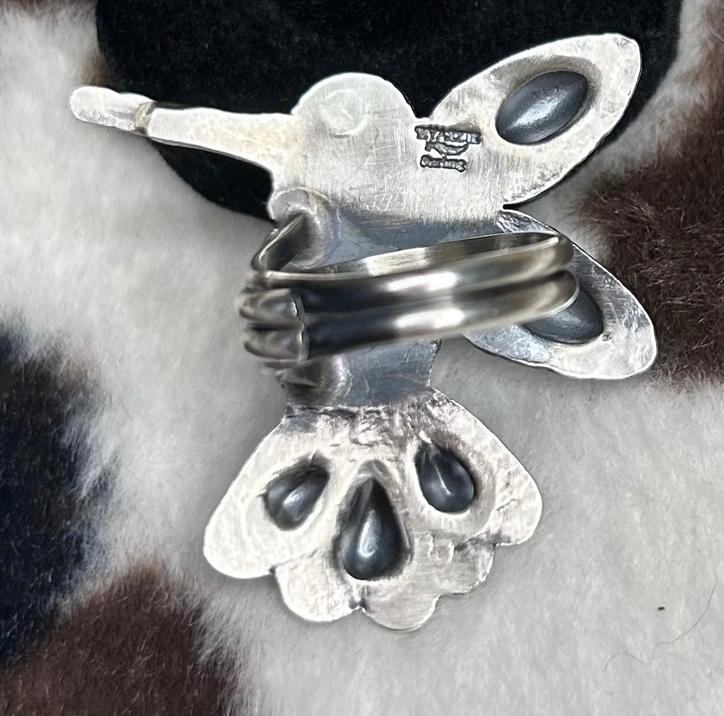 Navajo Handmade Turquoise Humming Bird Ring Adjustable by Tim Yazzie