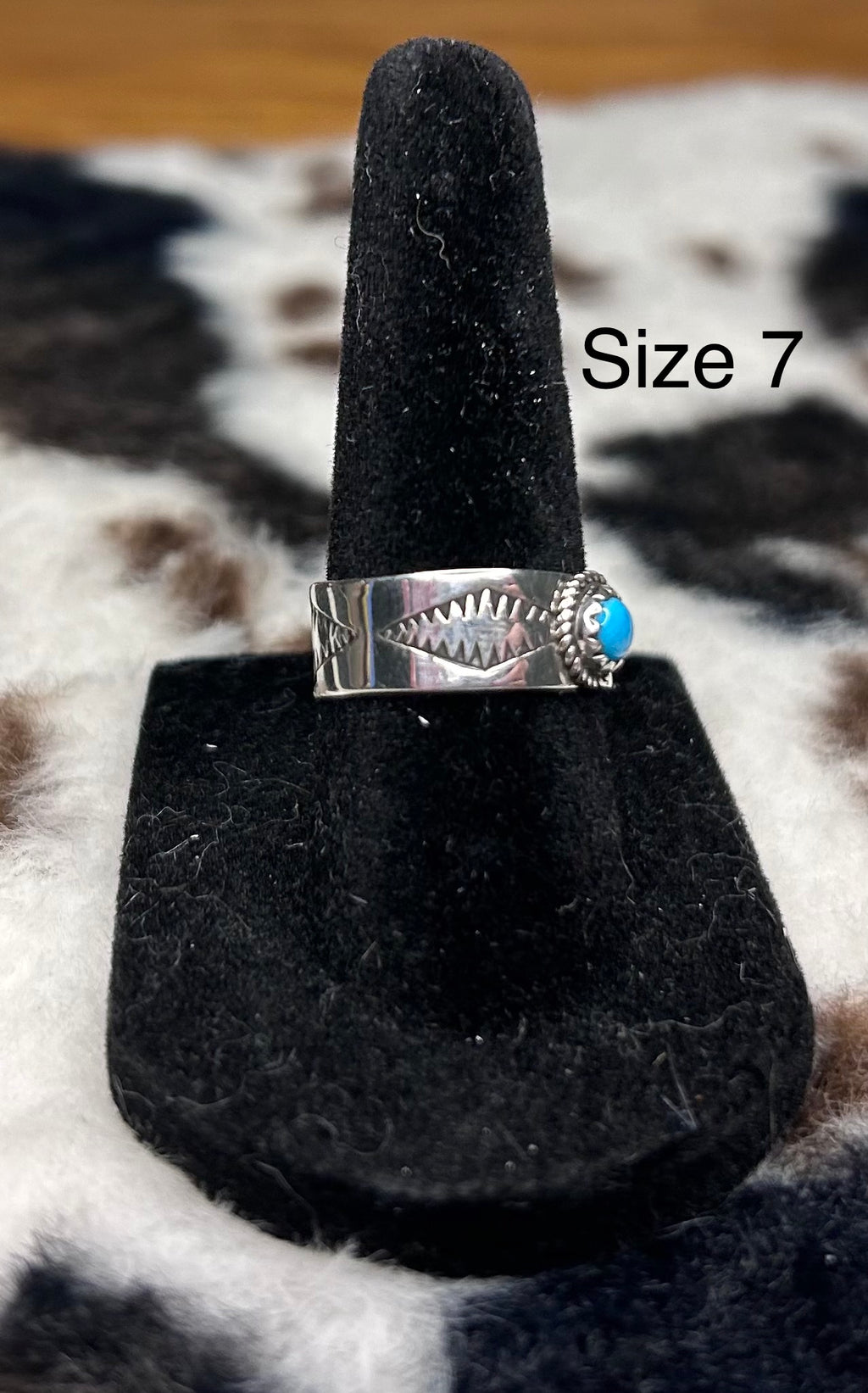 Navajo Handmade Turquoise Band Ring by Alice Johnson
