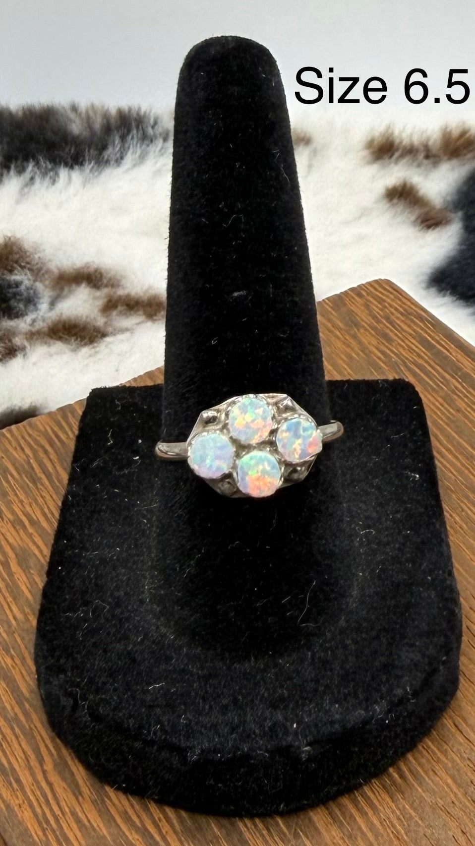 Zuni Handmade Opal Cluster Ring by Swain Charlie