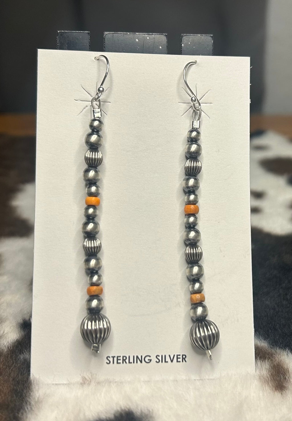 Sterling Silver Machine Made Pearl and Spiny Oyster Earrings