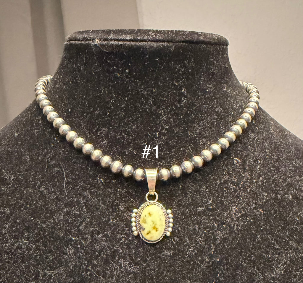 Navajo Made Palomino Turquoise Pendants By Esther Spencer