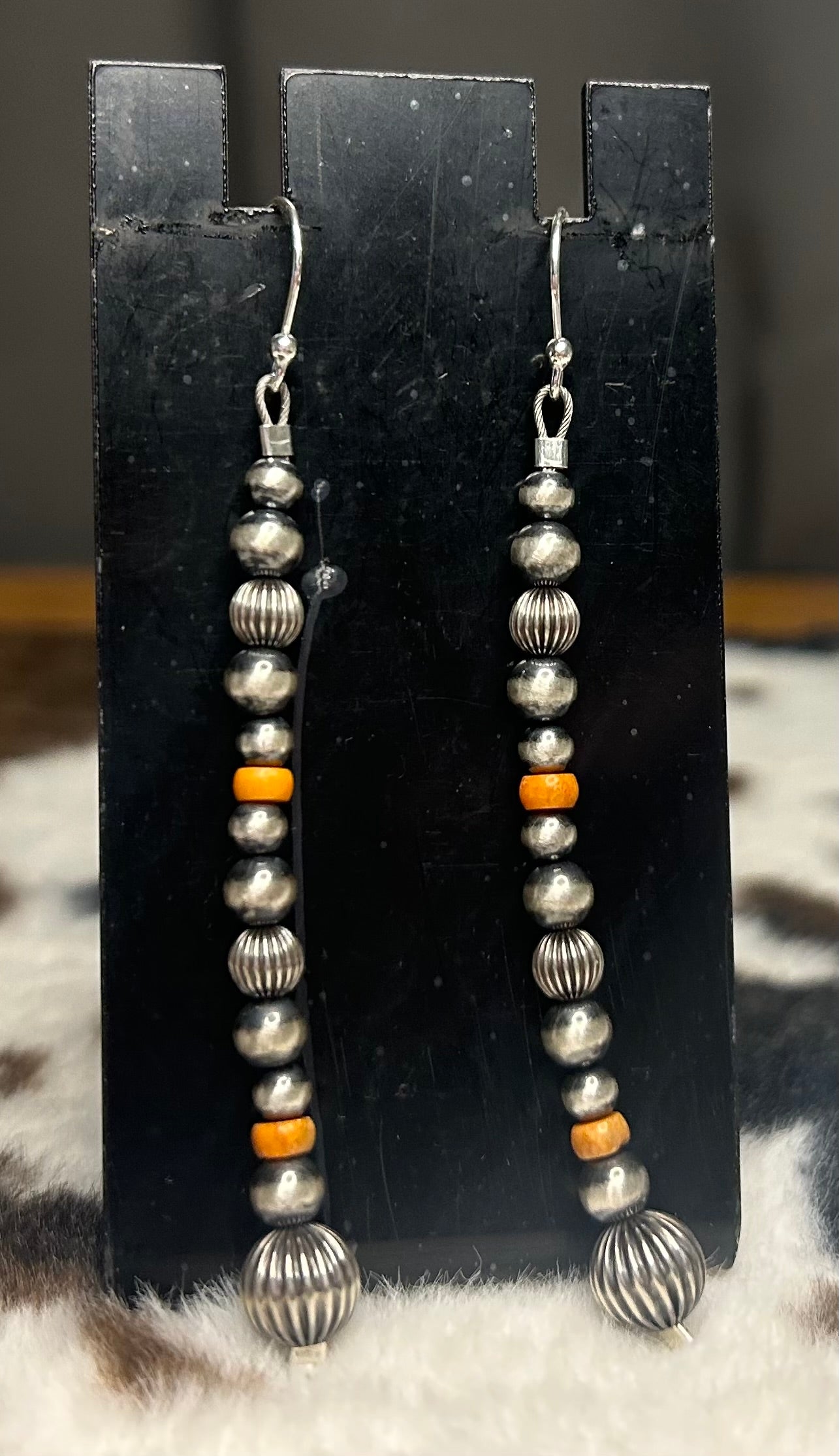 Sterling Silver Machine Made Pearl and Spiny Oyster Earrings
