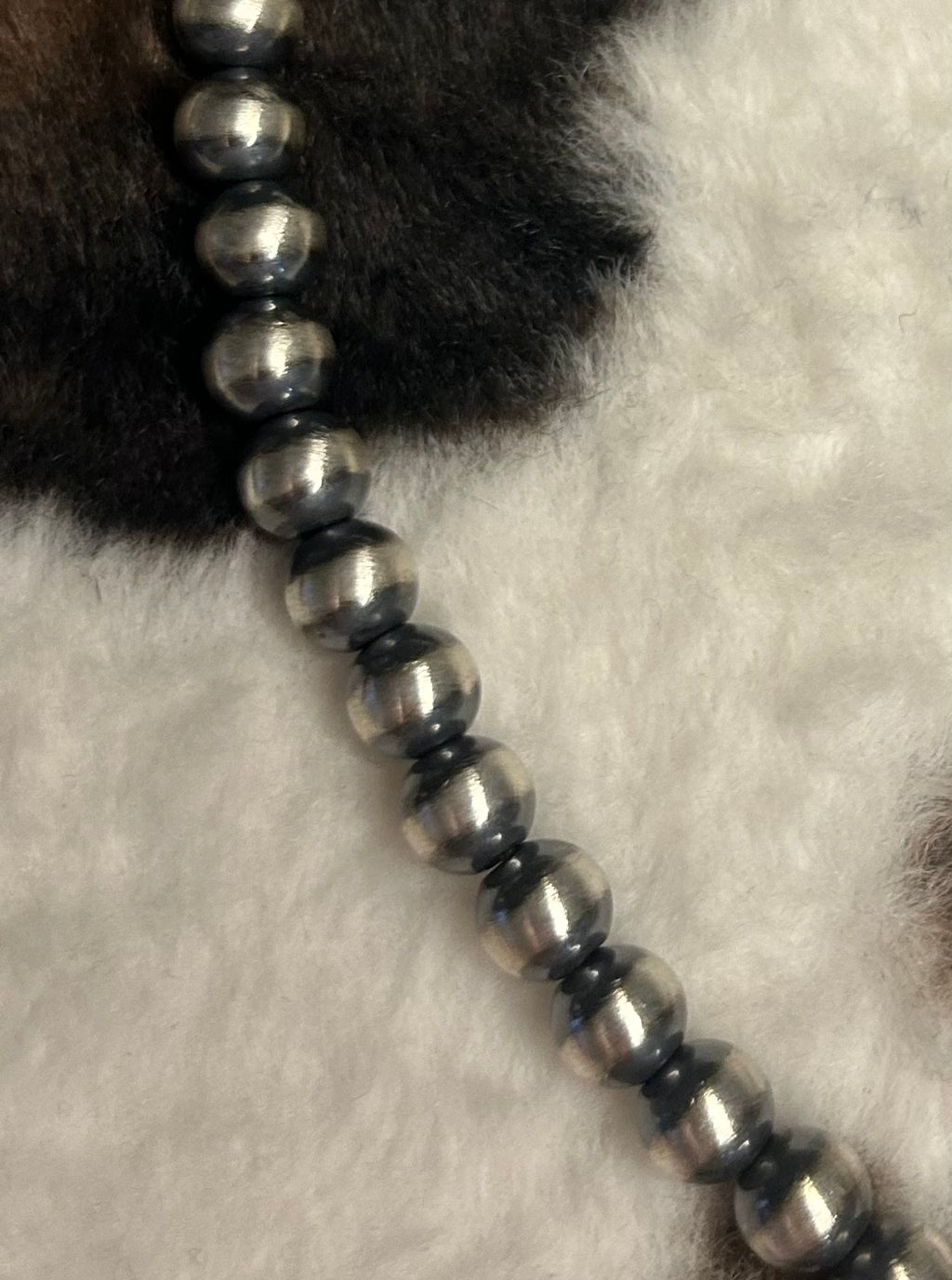 Sterling Silver Machine Made Beaded 7mm Pearl Necklace 14”
