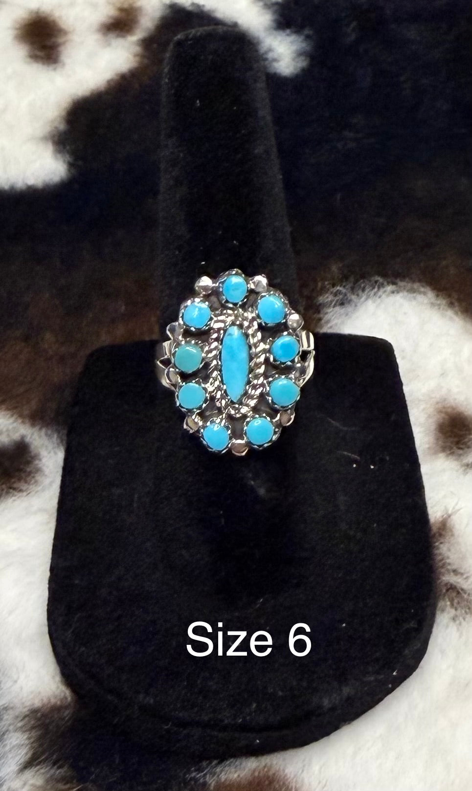 Navajo Handmade Turquoise Cluster Rings by Rosemary and Nathaniel Nez