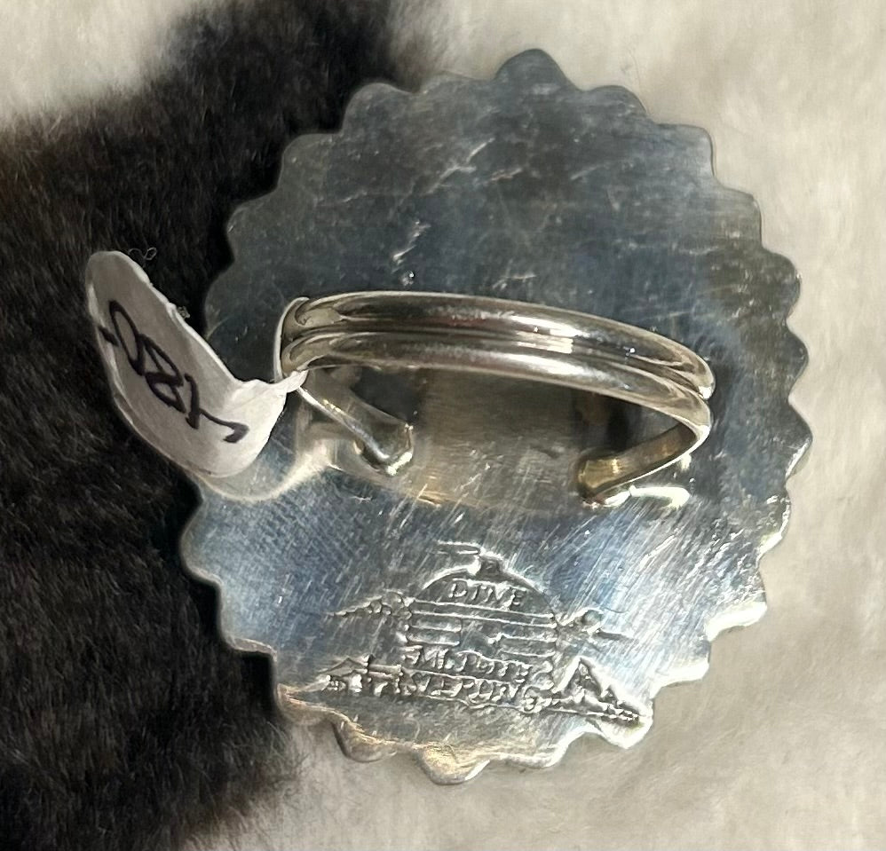 Navajo Handmade Tyrone Turquoise Ring Size 7 by Melvin Perry