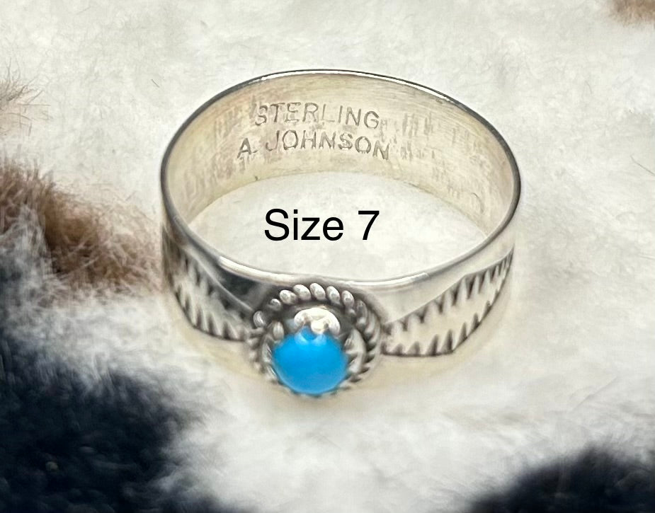 Navajo Handmade Turquoise Band Ring by Alice Johnson