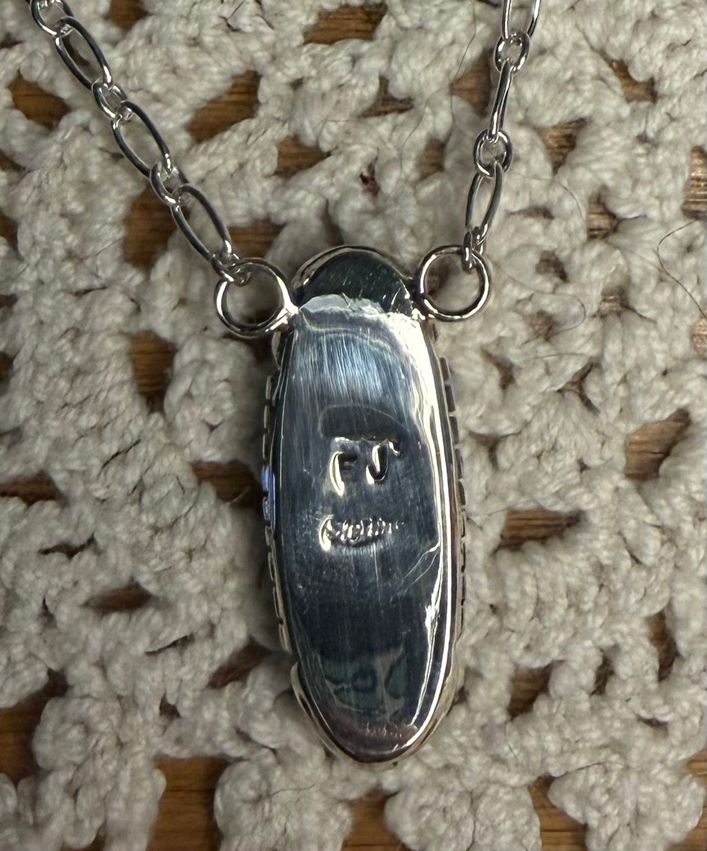Navajo Made Opal Inlay Necklace By Edward Johnson 20”