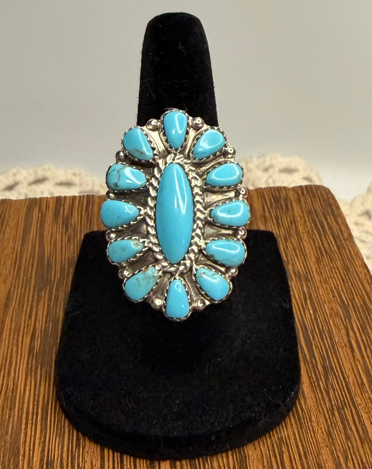 Navajo Handmade Turquoise Ring by Tamara Benally Size 6