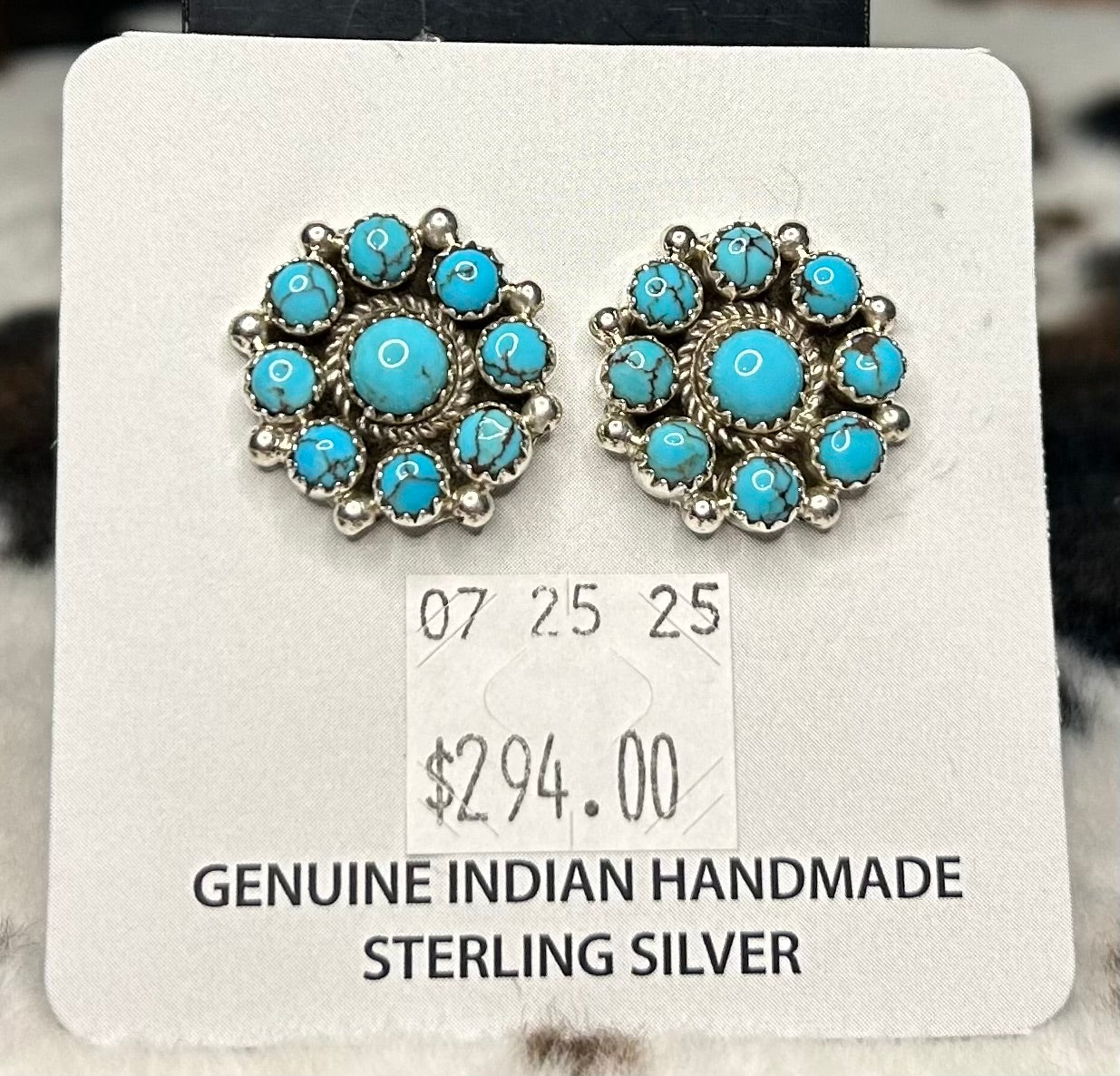 Navajo Handmade Egyptian Turquoise Cluster Earrings Yazzie