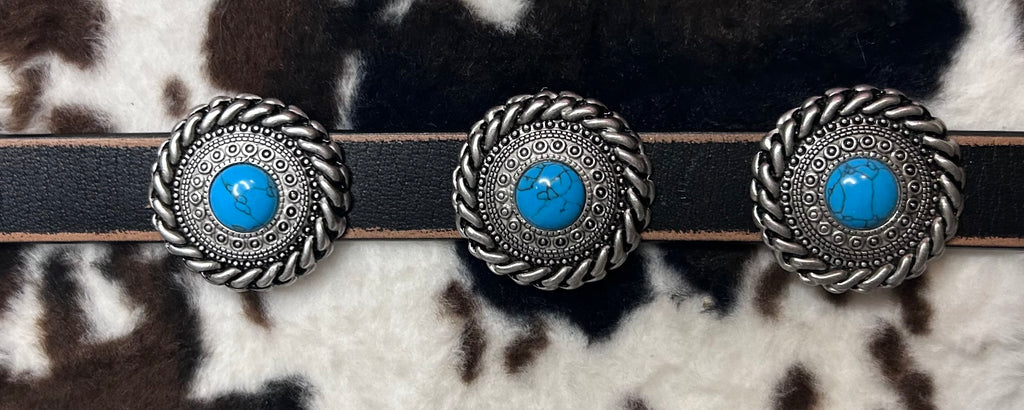 Genuine Distressed Leather Dog Collar with Western Round Concho