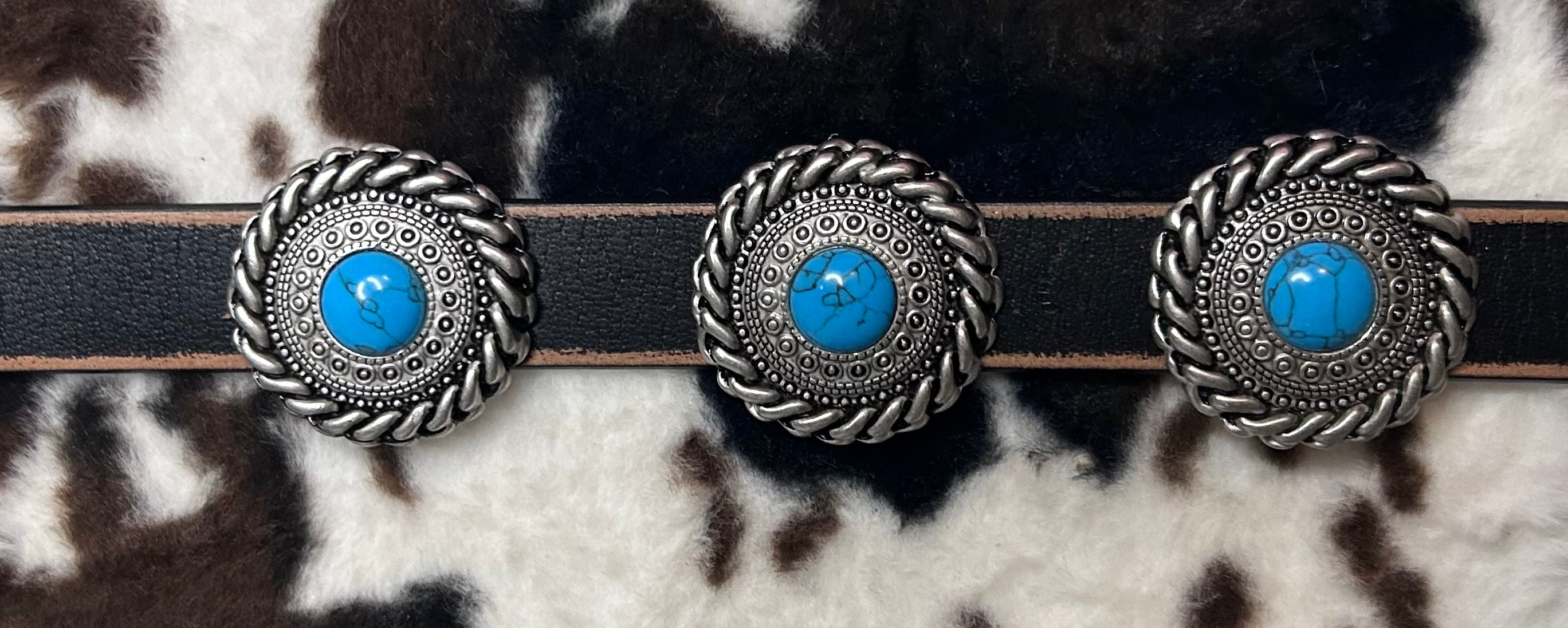 Genuine Distressed Leather Dog Collar with Western Round Concho