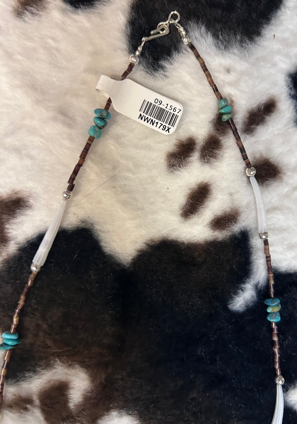 Turquoise, Heishi and Dentalium Necklace by Naomi Garcia
