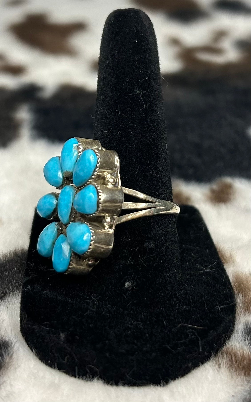 Kingman Turquoise Cluster Ring Size 7 by Running Bear