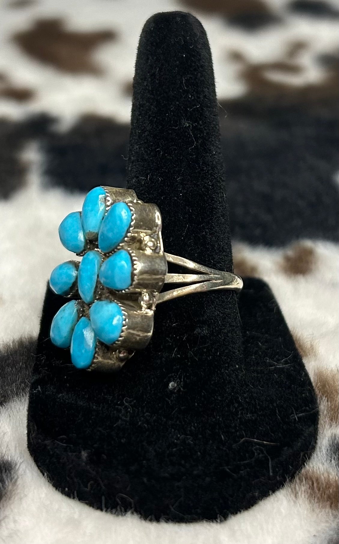 Kingman Turquoise Cluster Ring Size 7 by Running Bear