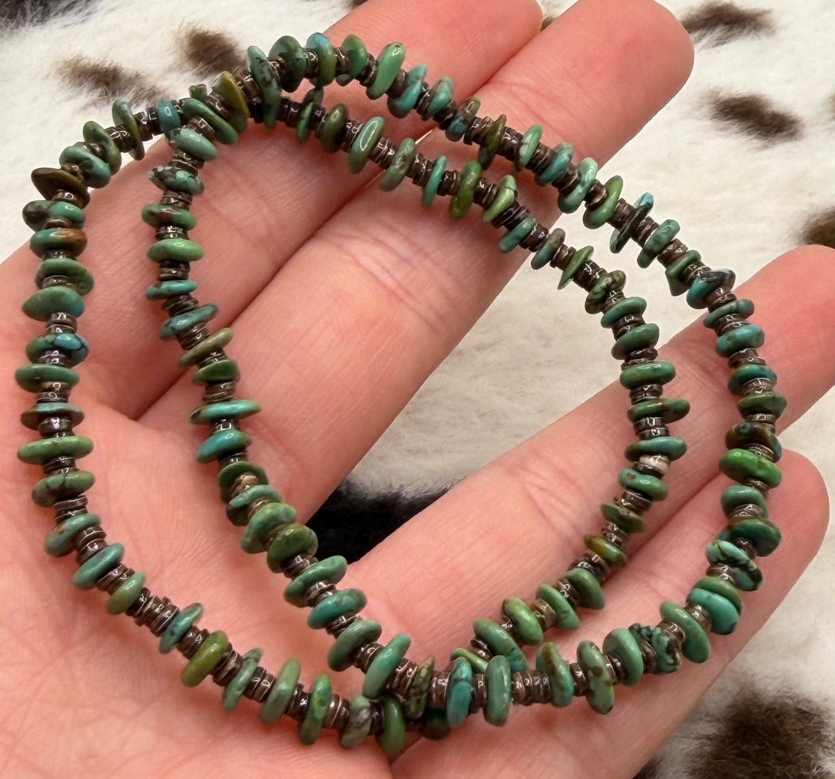 Navajo Handmade Nevada Green Turquoise stretch Bracelets by Adrian Yazzie