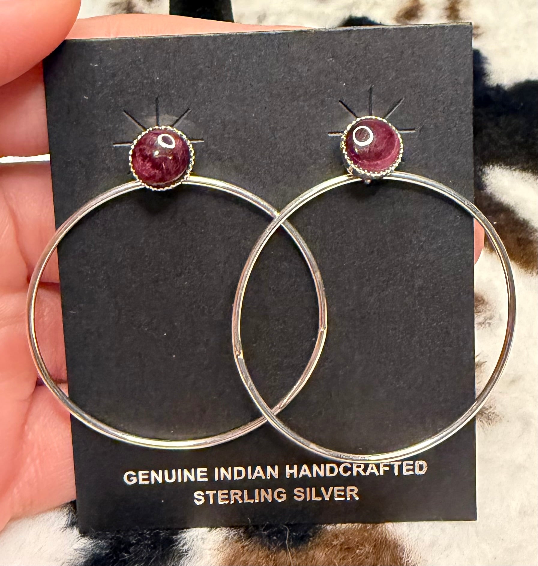 Navajo Handmade Purple Spiny Oyster Shell Hoop Earrings By Eloise Kee