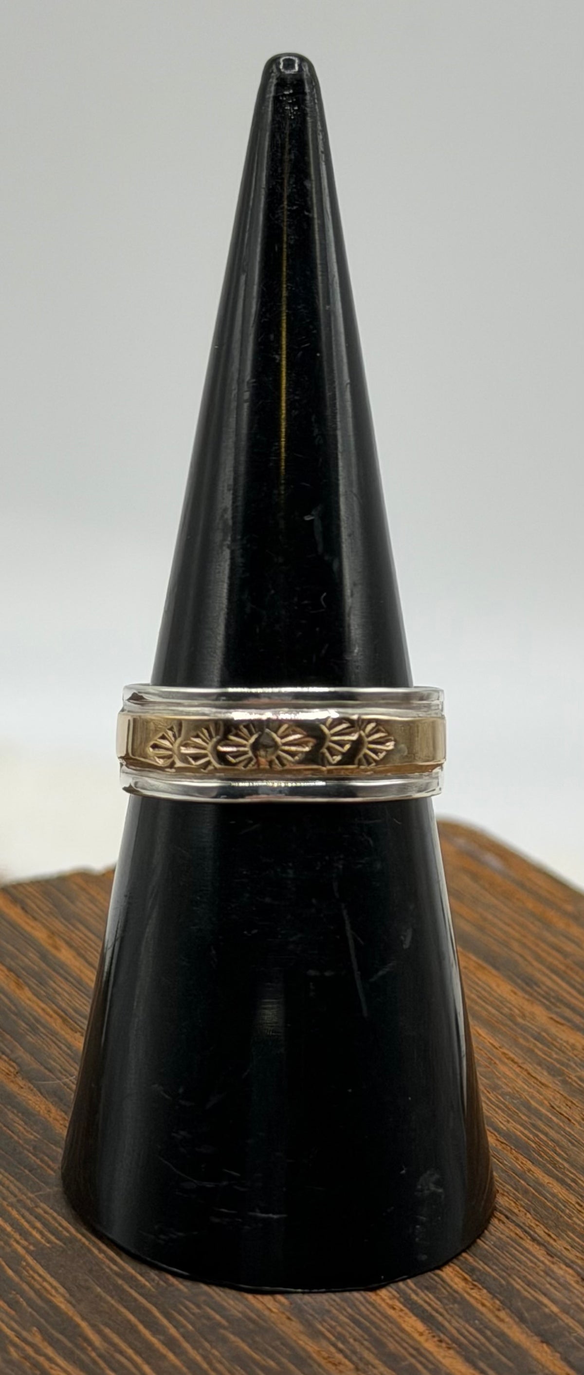 Navajo Handmade Sterling and 14k Gold Filled Ring by Juanita Pino size 7