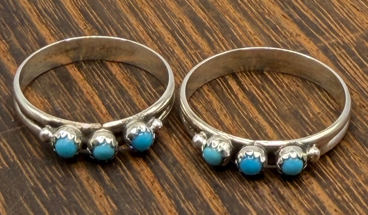 Navajo Handmade Turquoise Band Rings by Genevieve Sherman