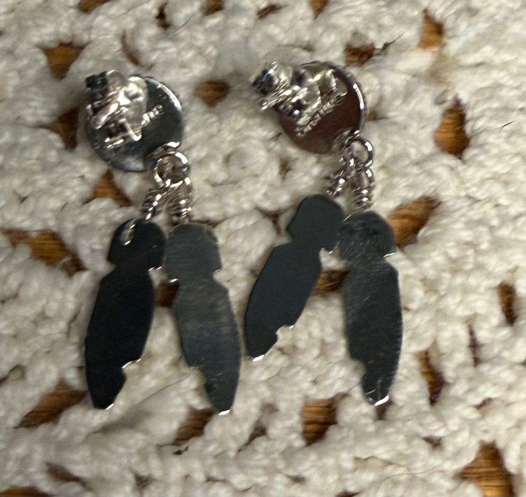 Navajo Made Kingman Turquoise Feather Earrings By Theresa Kinsel