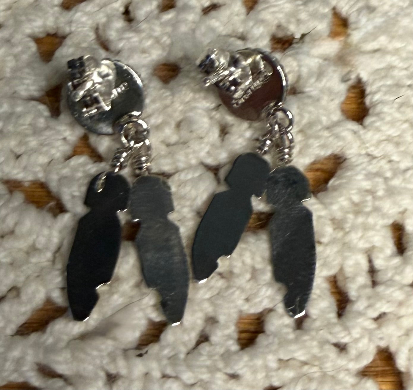 Navajo Made Kingman Turquoise Feather Earrings By Theresa Kinsel