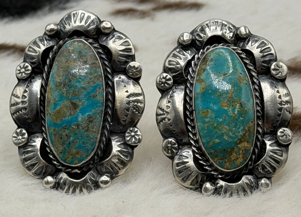 Navajo Handmade Kingman Ridge Turquoise Rings by Kree Blanchard