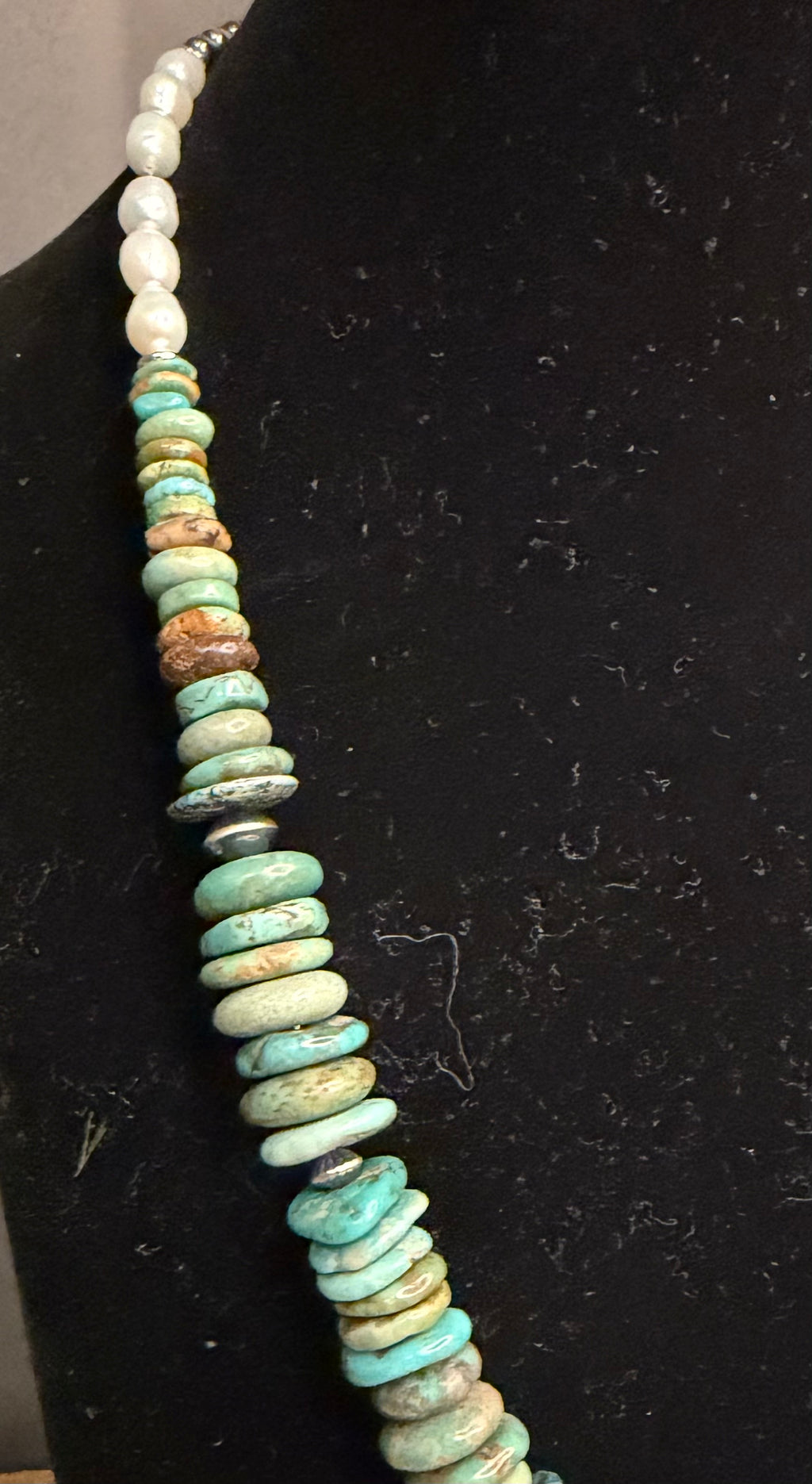 Machine Made Pearl and Turquoise Necklace