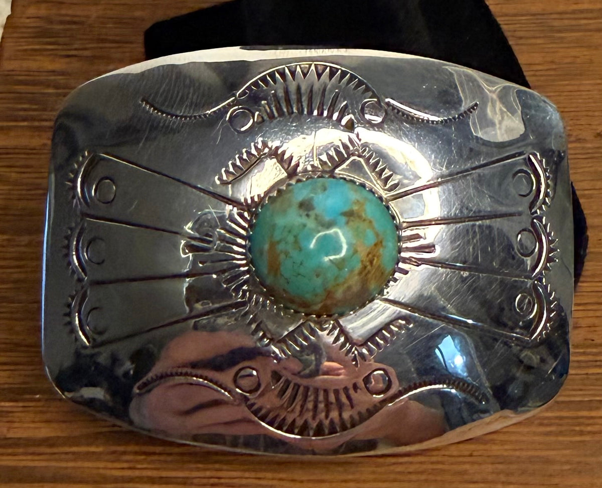 Navajo Handmade Royston Turquoise Buckle by Joan Begay