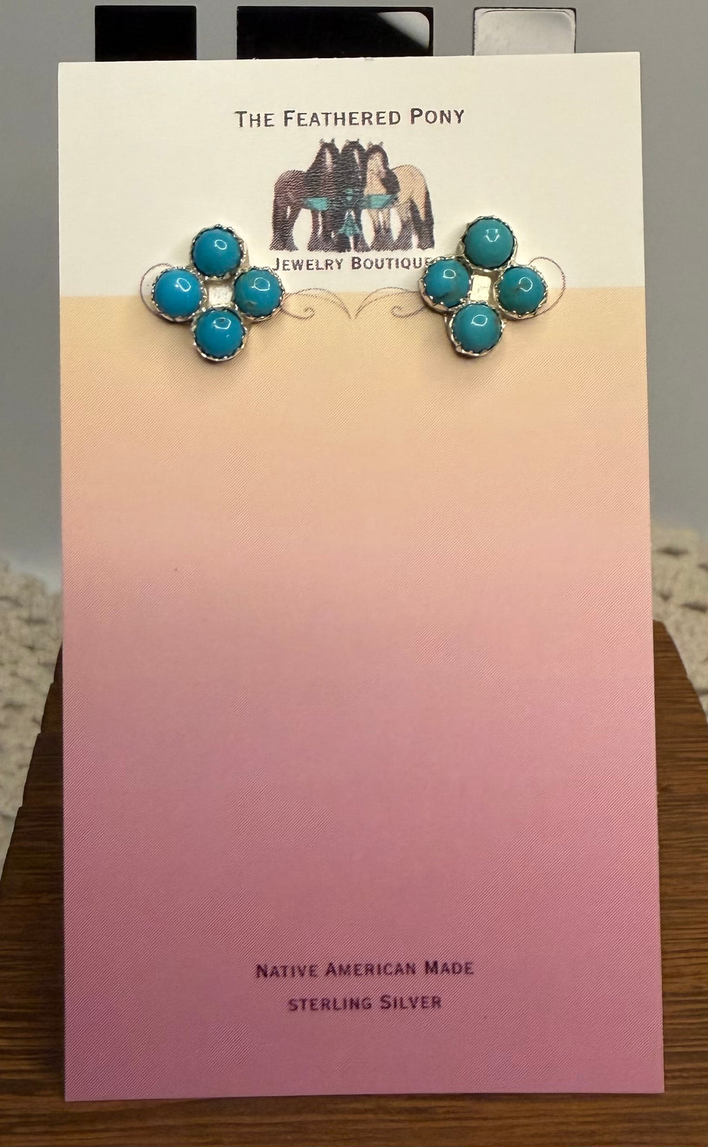 Navajo Handmade Kingman Turquoise Earrings by Janice Spencer