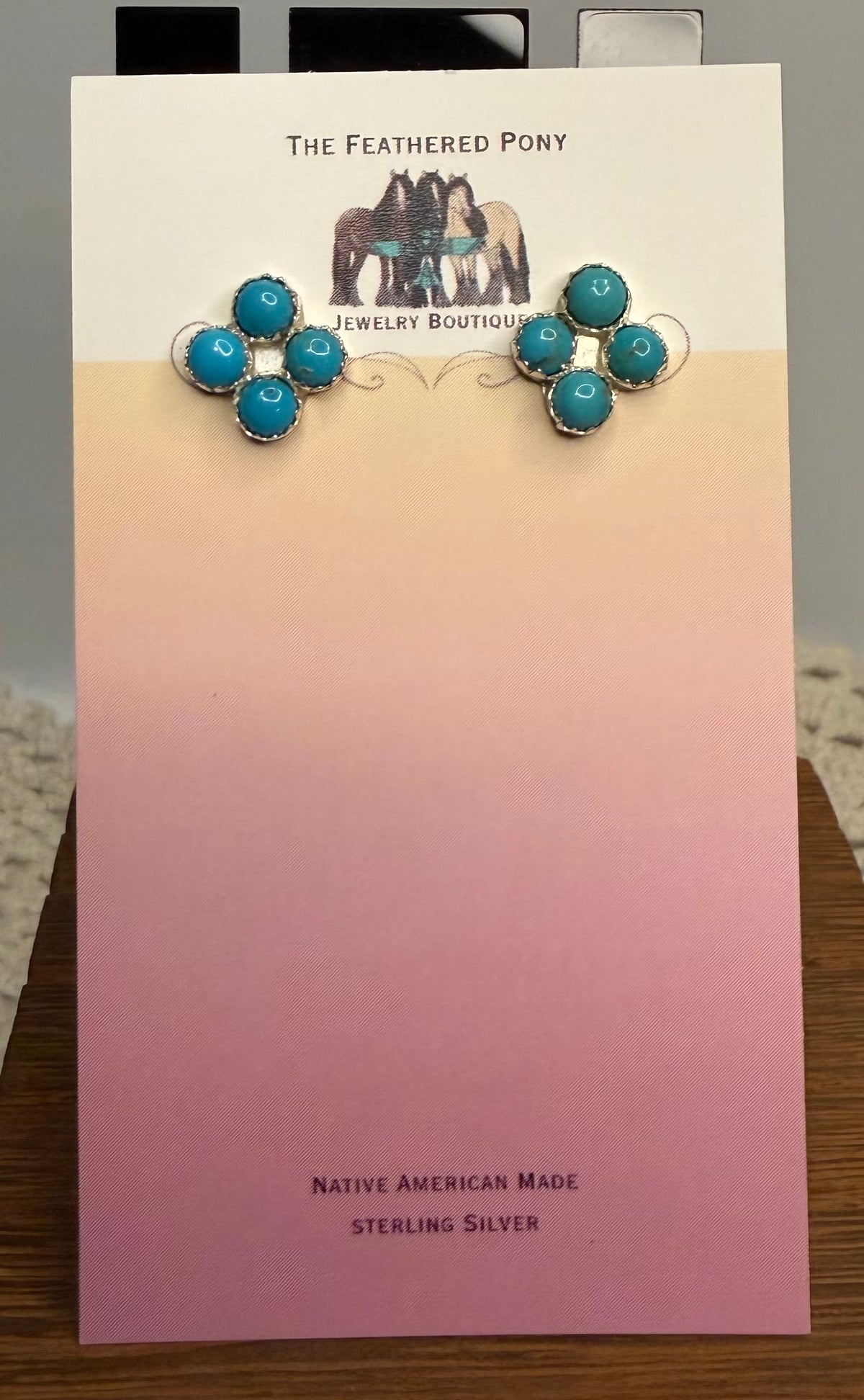Navajo Handmade Kingman Turquoise Earrings by Janice Spencer