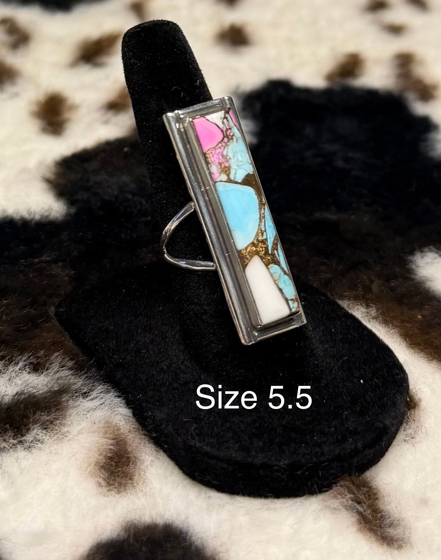 Navajo Handmade Cotton Candy Turquoise Rings by Steve Francisco