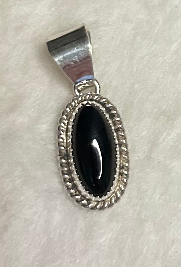 Navajo Handmade Black Onyx Pendant by Jaderra Frank