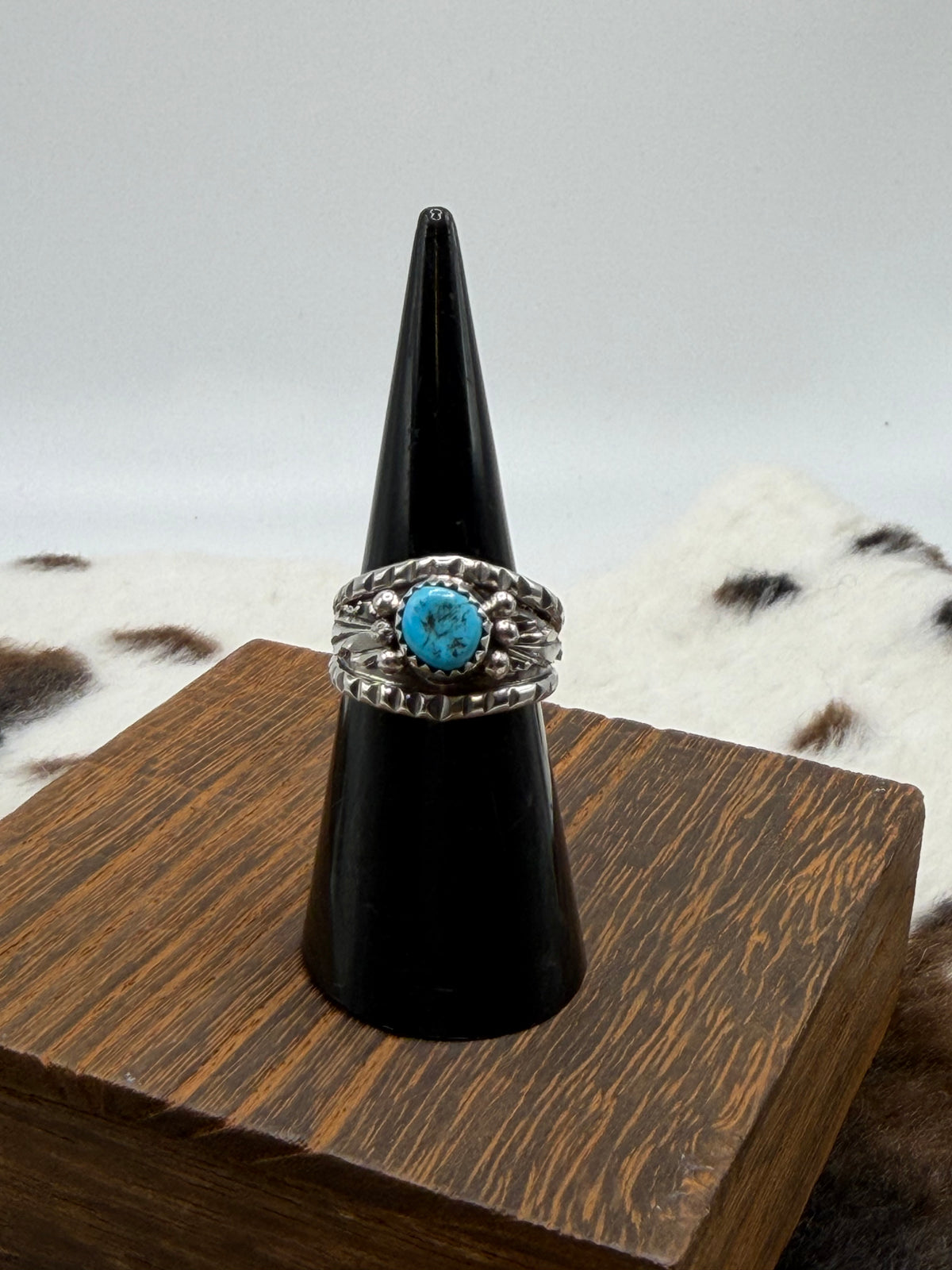 Navajo Handmade Kingman Band Ring by Jeanette Yazzie Size 6.25