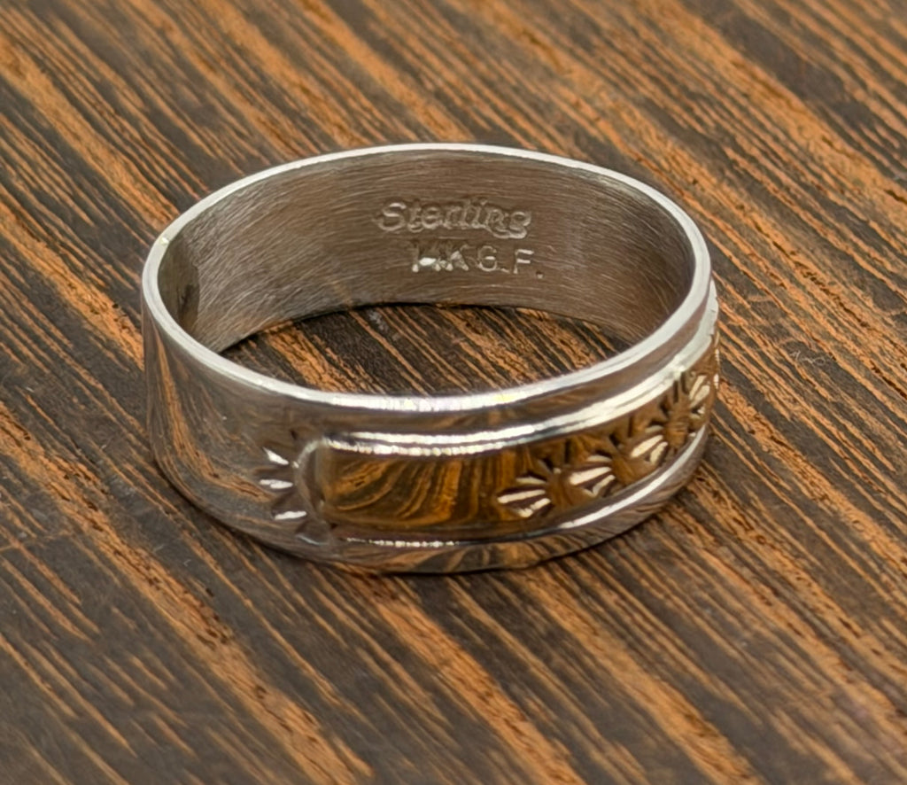 Navajo Handmade Sterling and 14k Gold Filled Ring by Juanita Pino size 7