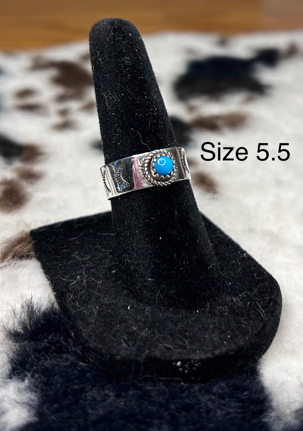 Navajo Handmade Turquoise Band Ring by Alice Johnson