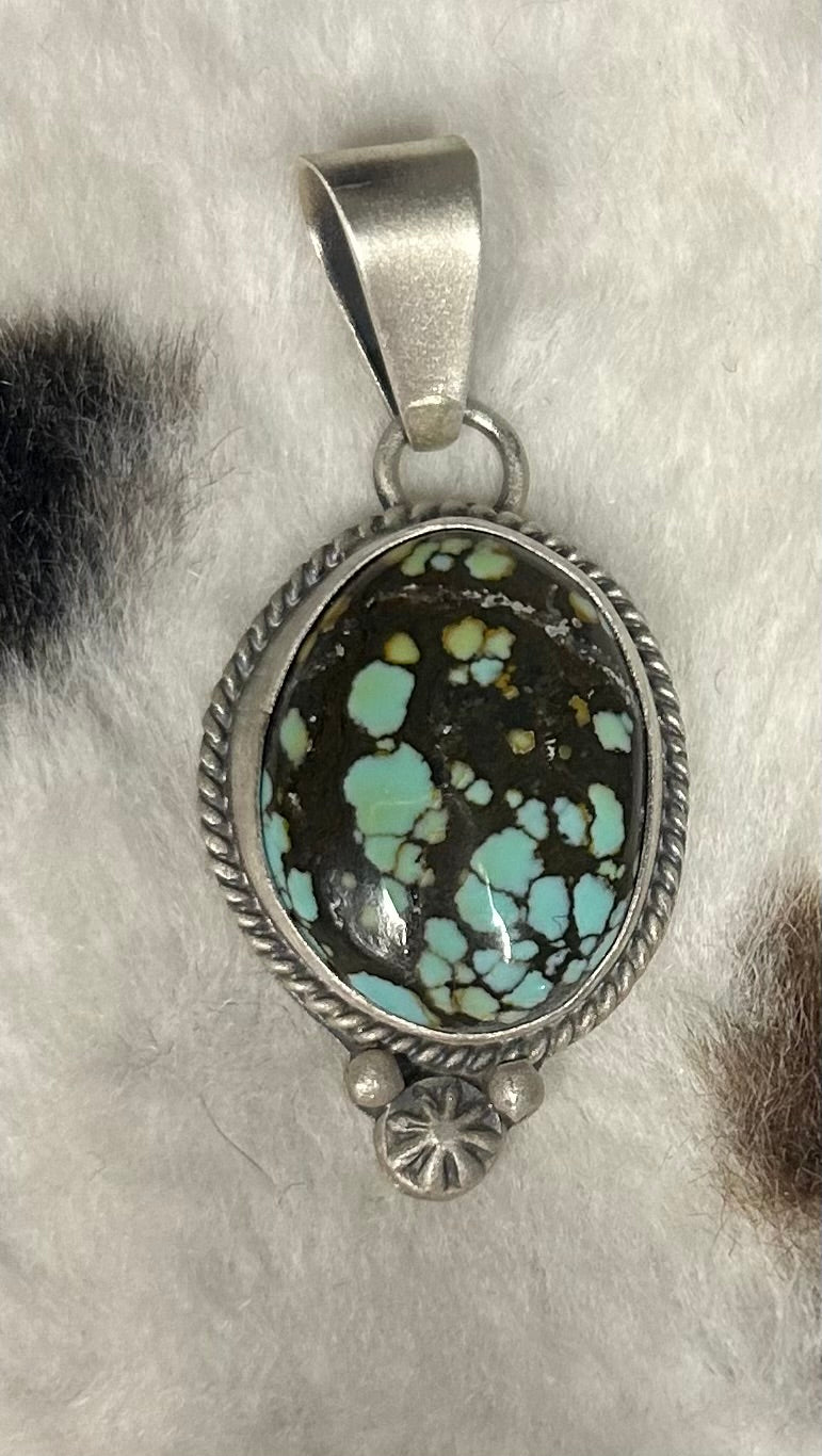 Navajo Handmade New Lander Variscite Pendant by Burt and Katherine Francisco