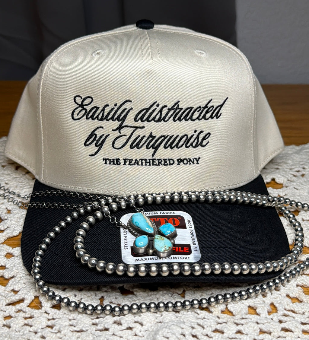 Easily Distracted by Turquoise Trucker Hat By The Feathered Pony