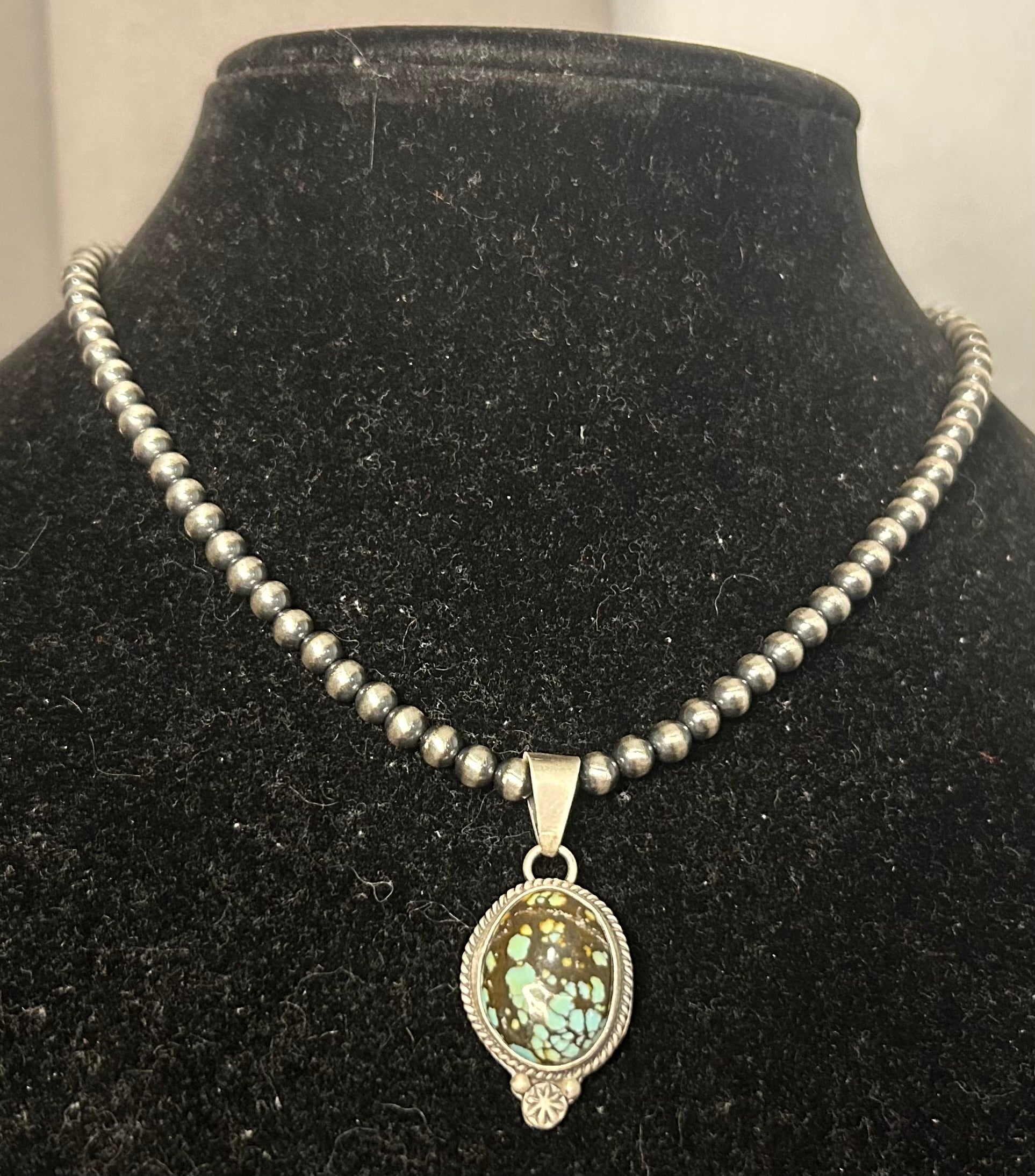 Navajo Handmade New Lander Variscite Pendant by Burt and Katherine Francisco