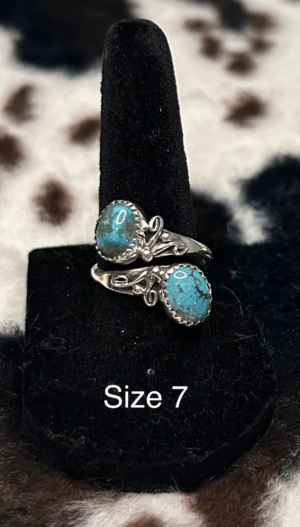 Navajo Handmade Kingman Turquoise Adjustable Ring by Maritta Martinez