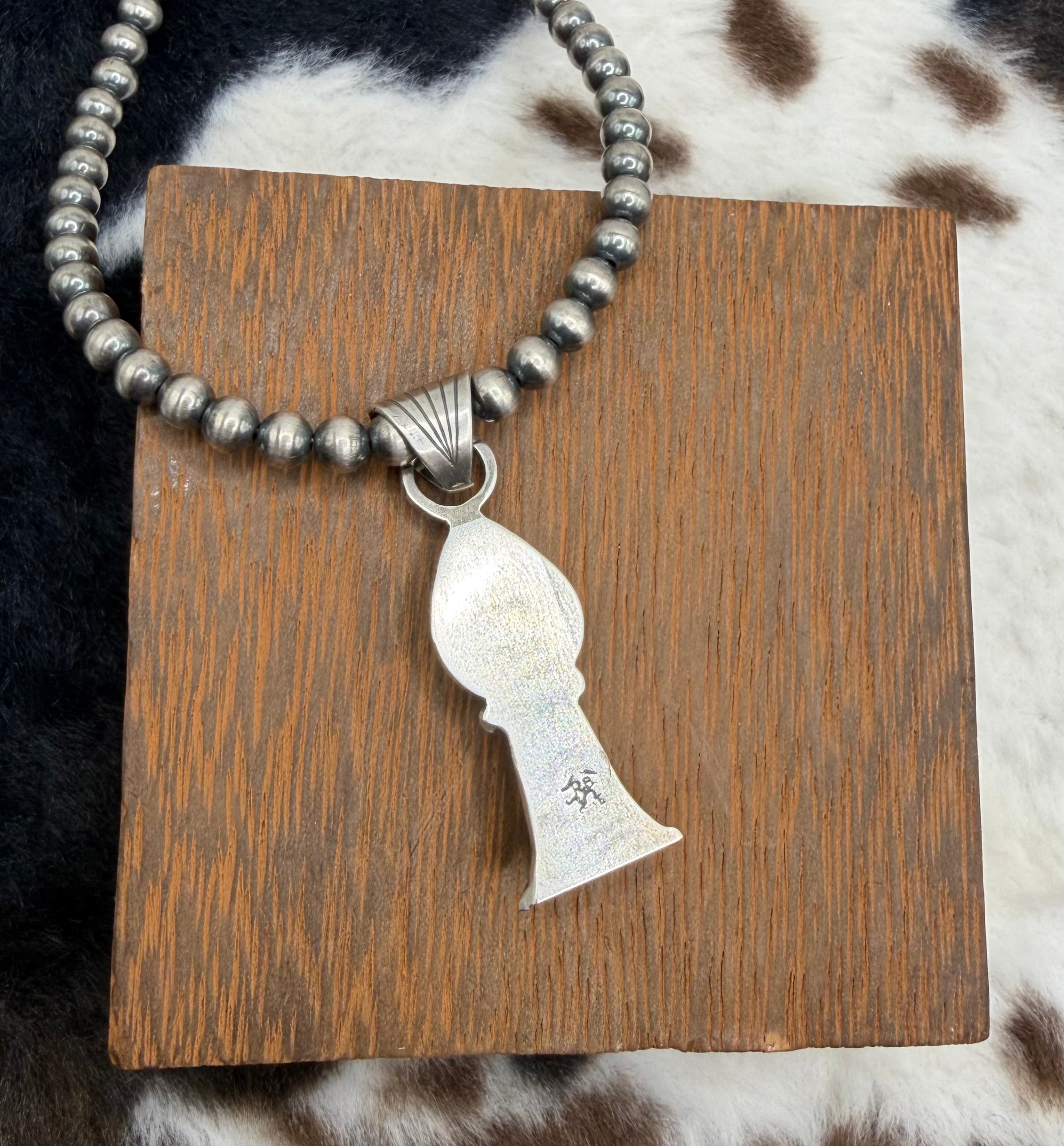Navajo Handmade Golden Hills and Machine Made Pearl Necklace by Sharon McCarthy