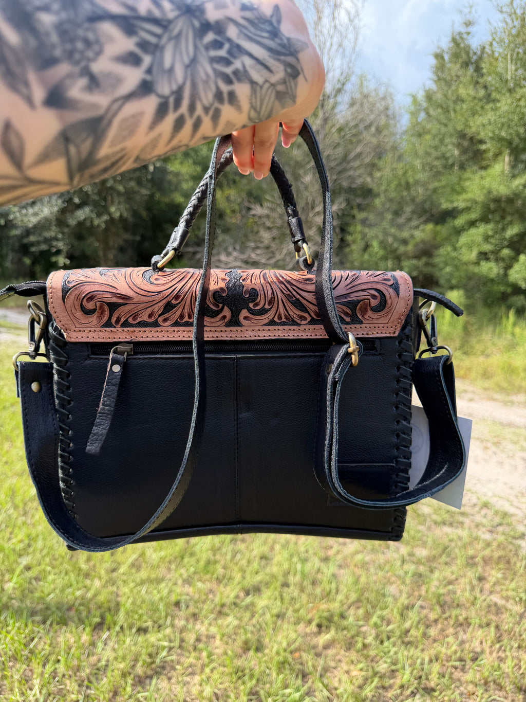 Saddle Creek Tooled Leather Purse Satchel