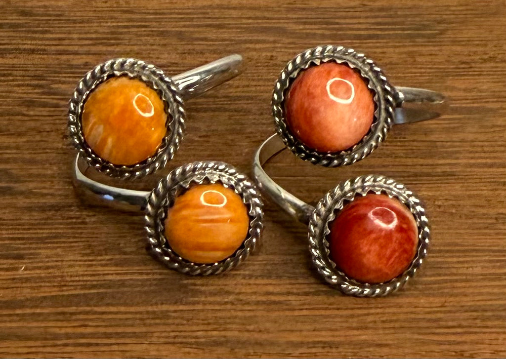 Navajo Made Spiny Oyster Shell Adjustable Rings by Esther White