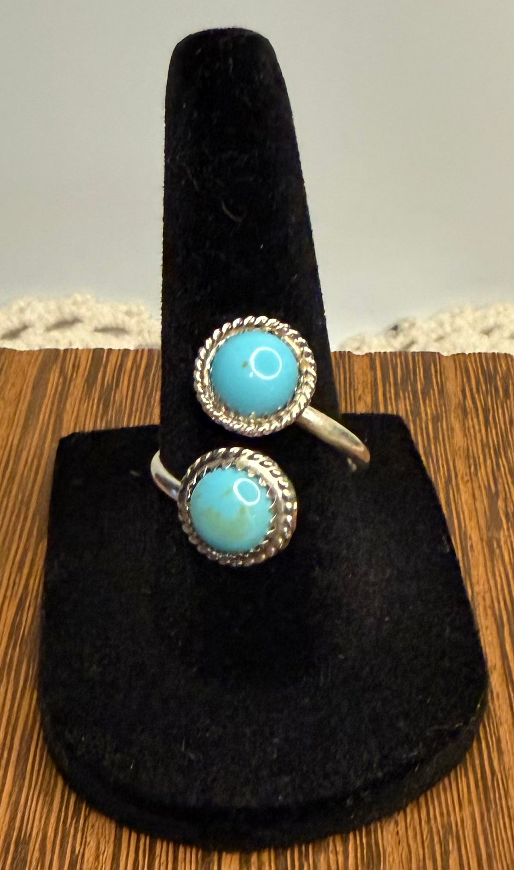 Navajo Handmade Kingman Turquoise Adjustable Ring by Esther White