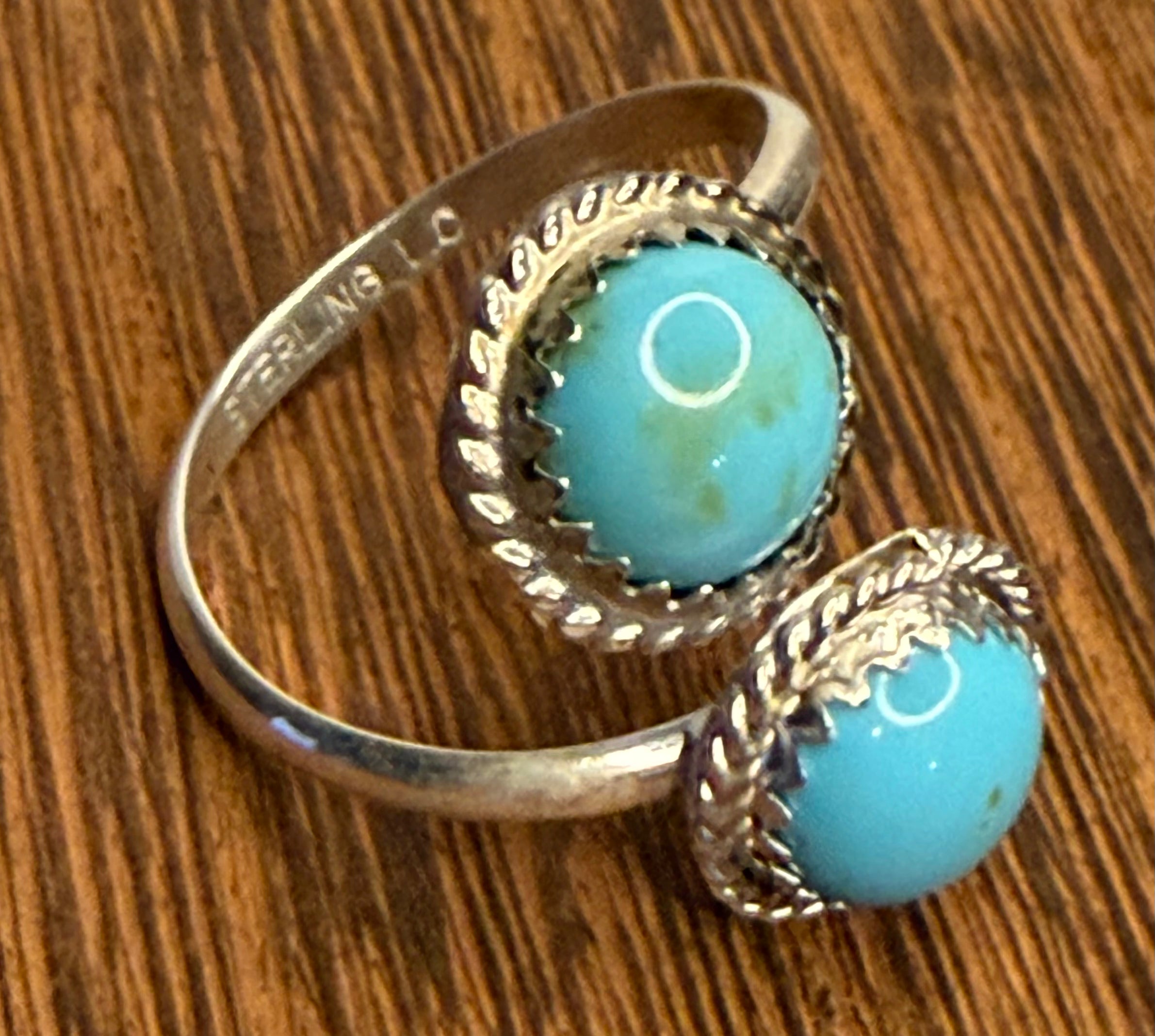 Navajo Handmade Kingman Turquoise Adjustable Ring by Esther White